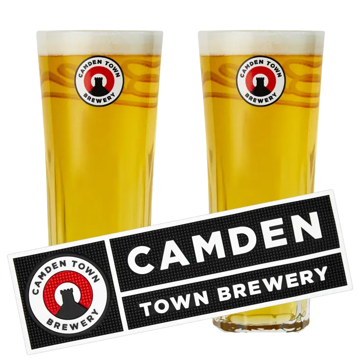 Camden Kenneth Pint Glass and Bar Runner Pack (2 Pint Glasses + 1 Bar Runner) 1 Camden Kenneth Pint Glass and Bar Runner Pack (2 Pint Glasses + 1 Bar Runner)