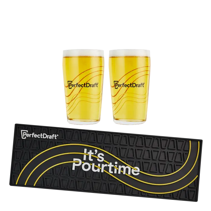 PerfectDraft Pint Glass and Bar Runner Pack ( 2 Pint Glasses + 1 Bar Runner) 1 PerfectDraft Pint Glass and Bar Runner Pack ( 2 Pint Glasses + 1 Bar Runner)