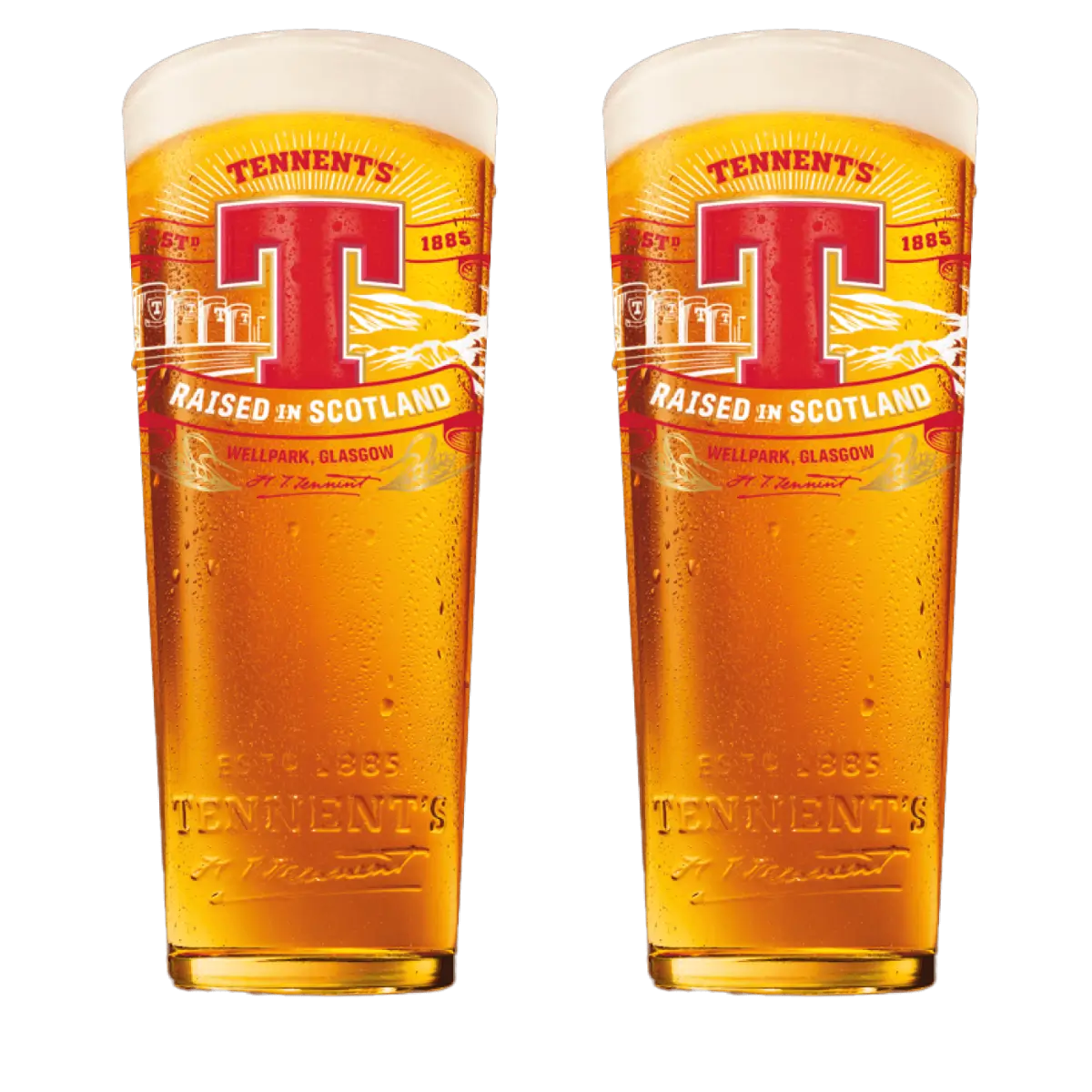 Tennent's Raised In Scotland Pint Glass Pack (2 Glasses) 1 Tennent's Raised In Scotland Pint Glass Pack (2 Glasses)